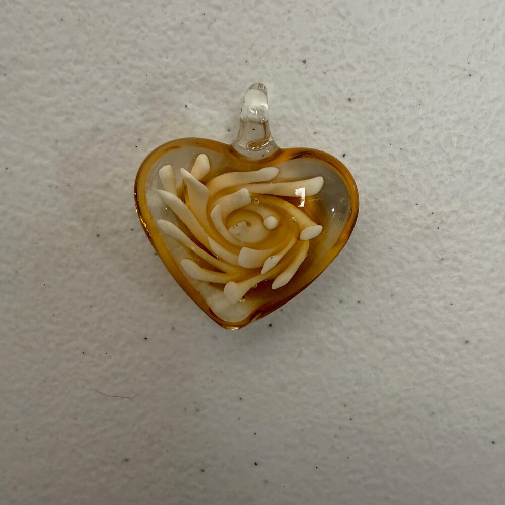 Glass Heart Pendant Orange White Clear Cosplay Costume Charm Jewelry Valentine